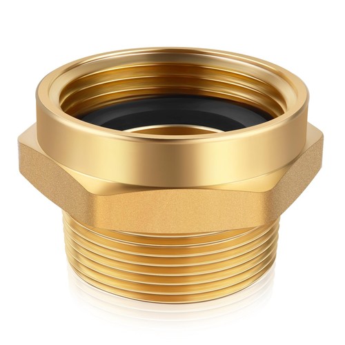 1-1/2 NST/NH Female x 1-1/2 NPT Male Brass Fire Hose Hydrant Adapter Hex Nipple