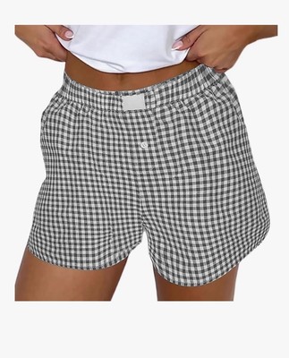 FaroDor Amazon Black Checkered Women's Boxer Shorts Size 2 XL C302