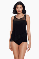 NEW  138 MIRACLESUIT ILLUSIONIST MIRAGE UNDERWIRE TANKINI TOP BLACK SZ 10DD
