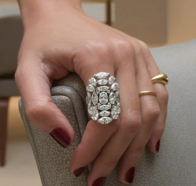 Amazing Multi Shaped 9.48CT Diamond Lab created  One-Of-A-Kind Statement Ring