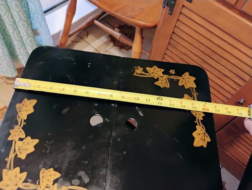 2 woodcraft HOSTETTE folding side tray table MCM vintage Asian inspired black - Picture 7 of 9