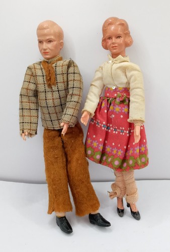 Vintage 1950s German Caco Miniature Dollhouse Dolls, Parent Mom and Dad Dolls - Picture 2 of 9