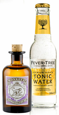 Gin Tonic Probierset - Monkey 47 Schwarzwald Dry Gin 50ml (47% Vol) + Fever-Tre