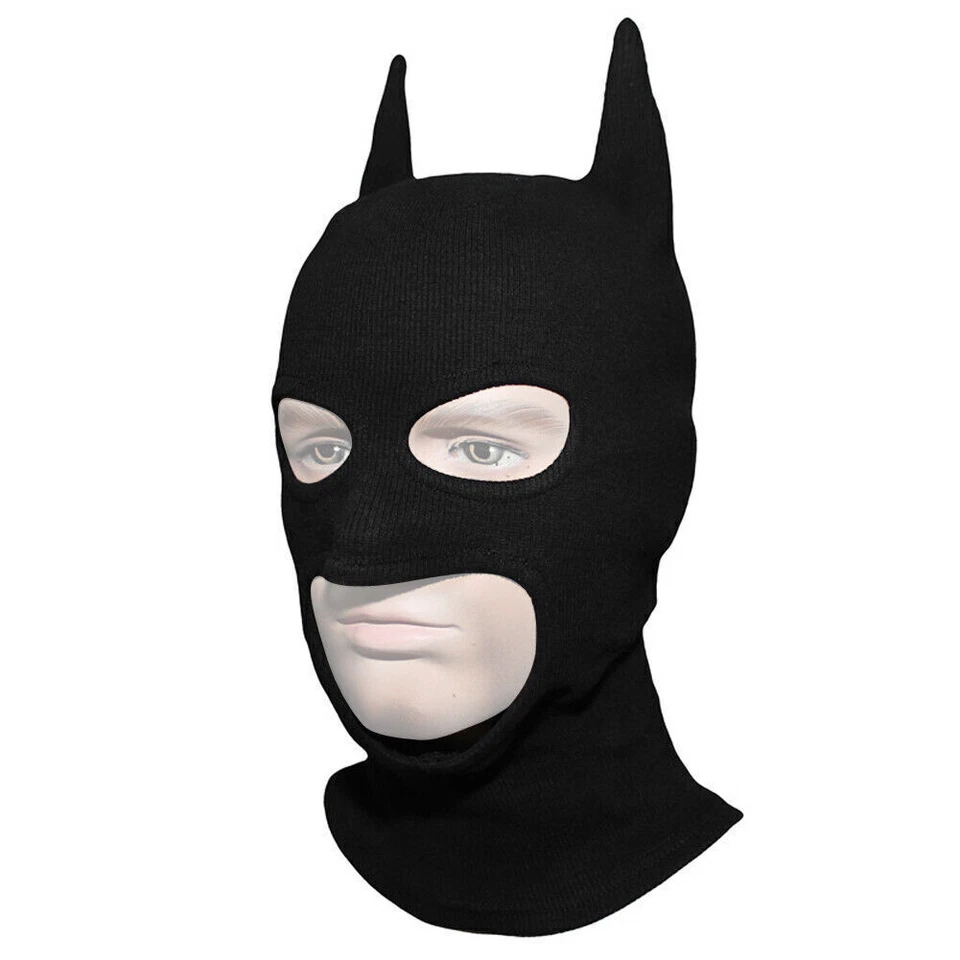 Helmet Balaclava Mask Black Batman Bat Prop Skull Hood Ghost Fabric - Image 2 of 4