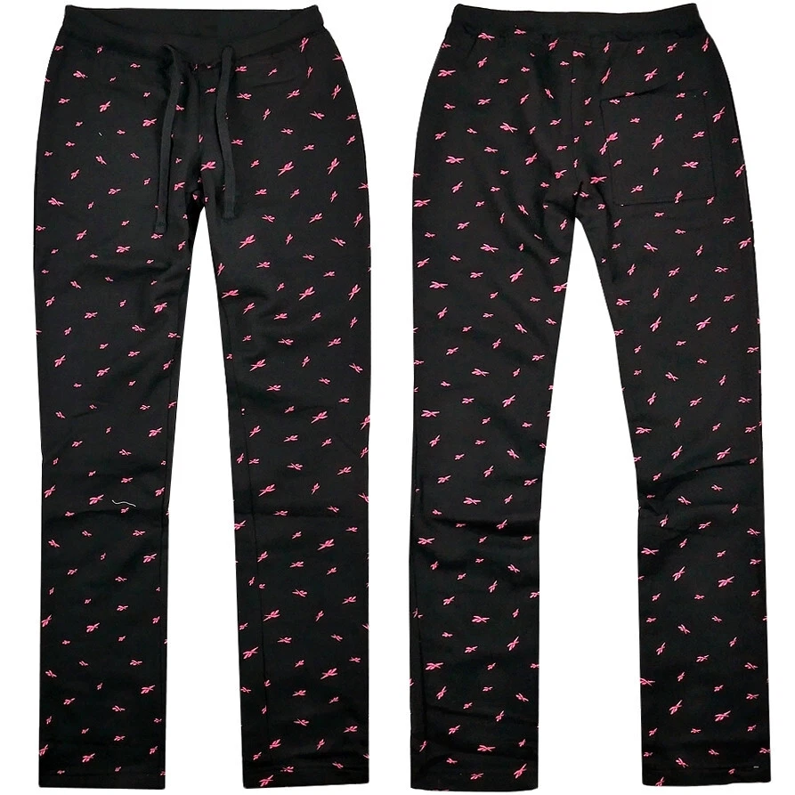 Reebok Damen Jogginghose Warm Fleece Trainingshose Hüft Hose Logo schwarz pink - Bild 1 von 4