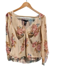 VTG Y2K The Limited Womens M 100% Silk Floral Top Fairy Ethereal Sheer Romantic