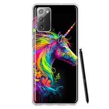 Funda Floral Unicornio Arco Iris Neón Antigolpes para Samsung Galaxy Note 20