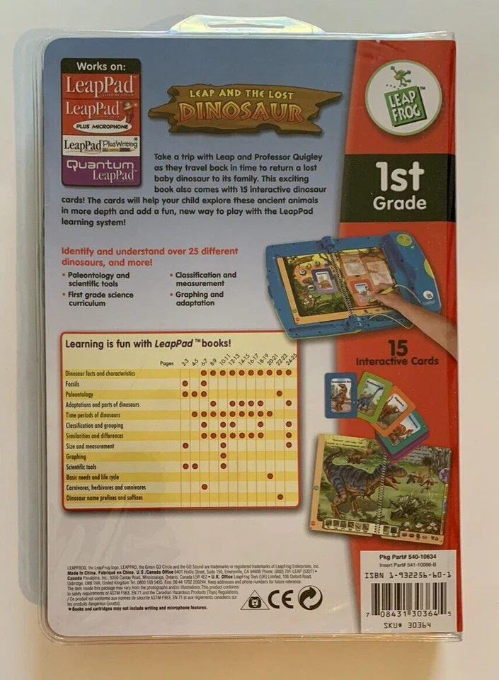 Leapfrog LeapPad Leap And The Lost DINOSAUR 1st Grade SCIENCE Book Cartridge New - Image 2 of 4
