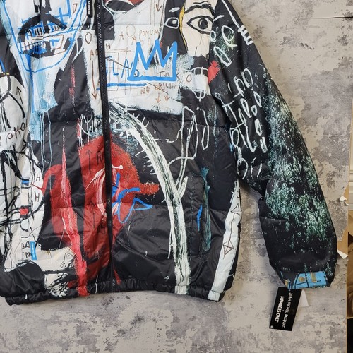 Jean-Michel Basquiat + Member Only Puffer Jacket Men's XL Multi Hooded Print A - Picture 6 of 11