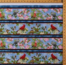 Cotton Birds Songs of Nature Cardinals Finches Fabric Print by the Yard D784.60