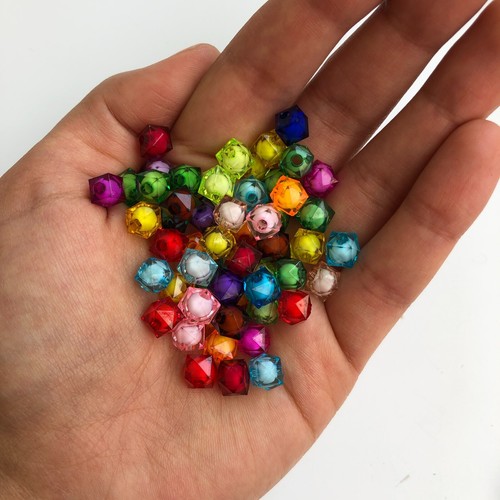 Plastic Beads Faceted Cube 8mm Mix 50pc DIY Bracelet Necklaces Jewelry FREE POST - Picture 7 of 7