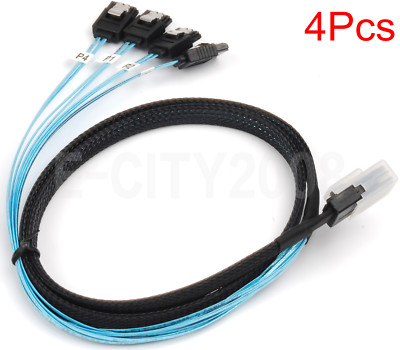 4Pcs Mini SAS 36Pin SFF-8087 IPASS to 4x SATA 7Pin Breakout Cable 1.6Feet /50cm