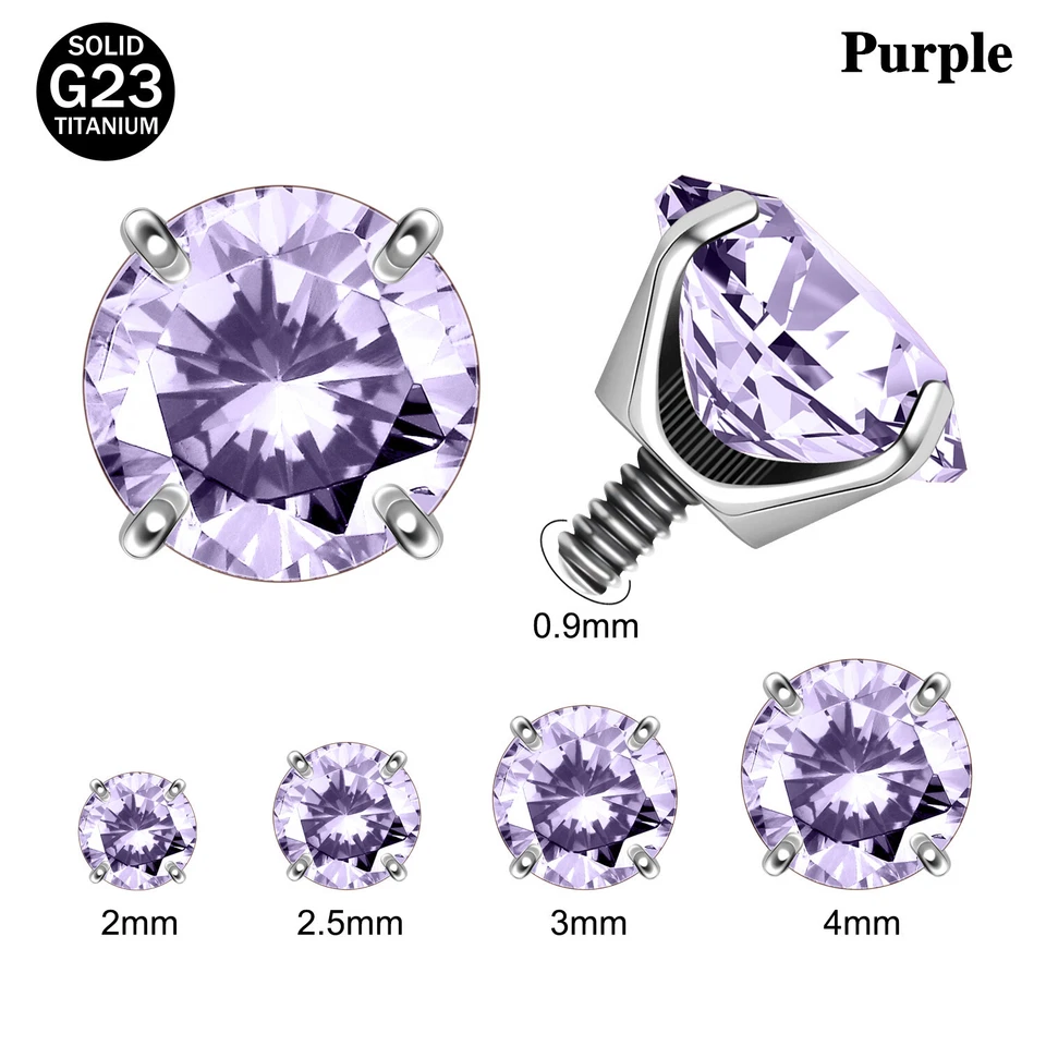 Piercings de hélice 16G G23 Titanio Circonita cúbica Labret Labial Roscado Corazón Estrella Base Foto 2 de 4