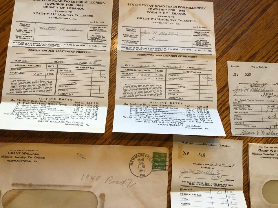 NEWMANSTOWN PA MILLCREEK TWP LEBANON CTY 194748 (5) SCHOOL & ROAD TAX