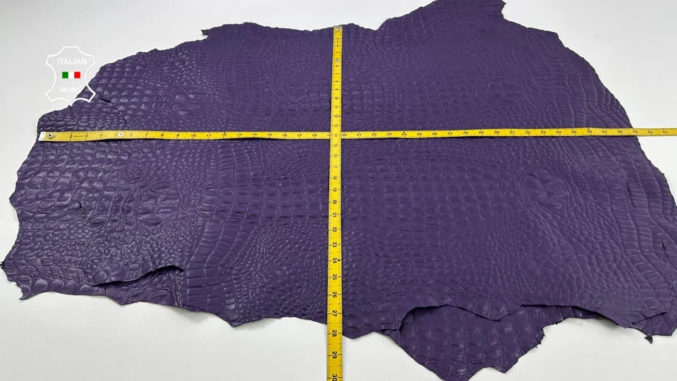 PURPLE CROCODILE ALLIGATOR EMBOSSED ON Lamb leather 2 skins 12+sqf 0.7mm #C3284 - Image 4 of 4