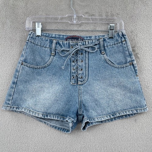 Vintage Y2K Zana Di Shorts Womens 5/6 Blue Denim Lace Up Festival Hippie Jean