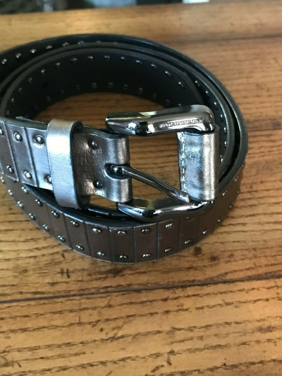 AUTH. Women`s Burberry Metallic Studded Leather Belt Size 36/90