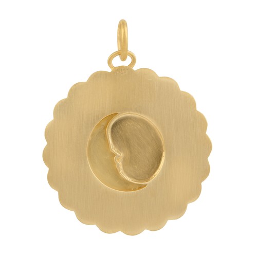 14K Yellow Gold Crescent moon & Sun Charm Pendant Fine Handmade jewelry - Picture 3 of 6