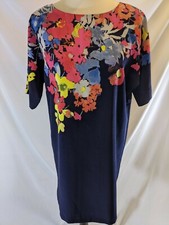 Ann Taylor Loft Shift Dress Size Small Navy Blue Floral Lined Flowercore