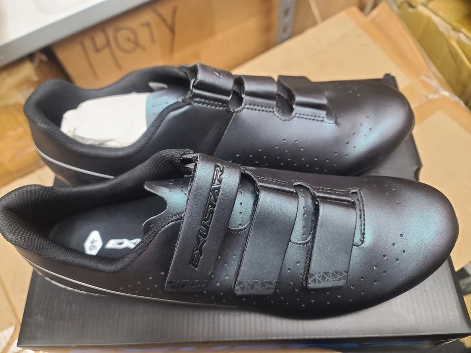 Zapatos de ciclismo de carretera Exustar botín de 3 pernos compatible con SPD SR456-PB US 10.5/EU 46 Foto 2 de 4