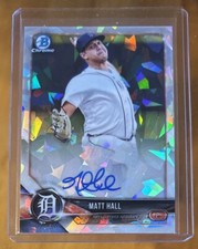 MATT HALL  2018 Bowman Chrome Prospect Atomic Refractor Auto #59/100 Tigers SP