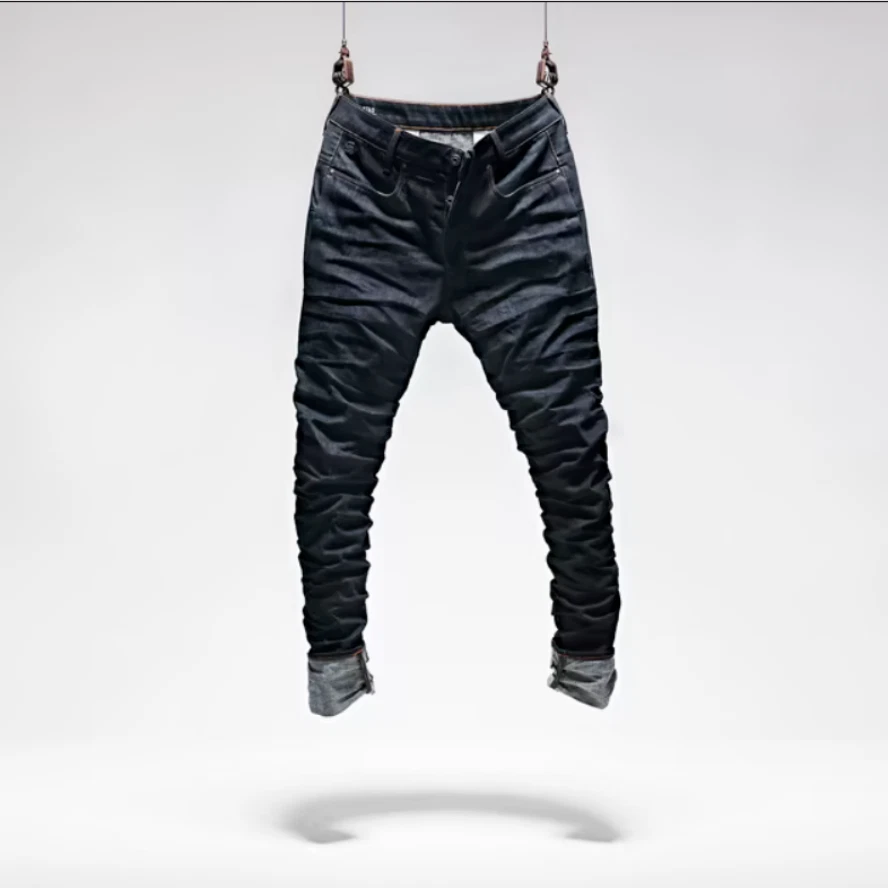 G Star STAQ 3D TAPERED Dark Blue Tapered Slubby Texture Staq System W30 L34