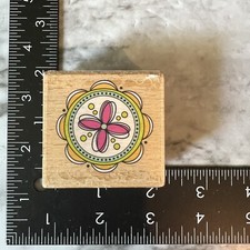 Hampton Art Rubber stamp Flower Medallion Wood Mounted
