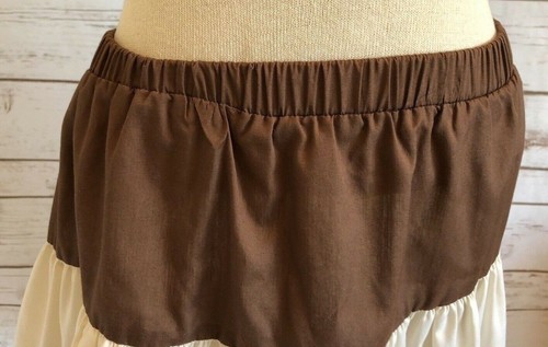 SASABOBS Girls Knee Length Brown Beige Elastic Waist Layers Pleated Skirt Size M - Picture 2 of 11