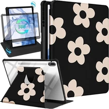for Samsung Galaxy Tab S9 Plus/S9 FE Plus Case 12.4 Inch Women 1-Black Flower