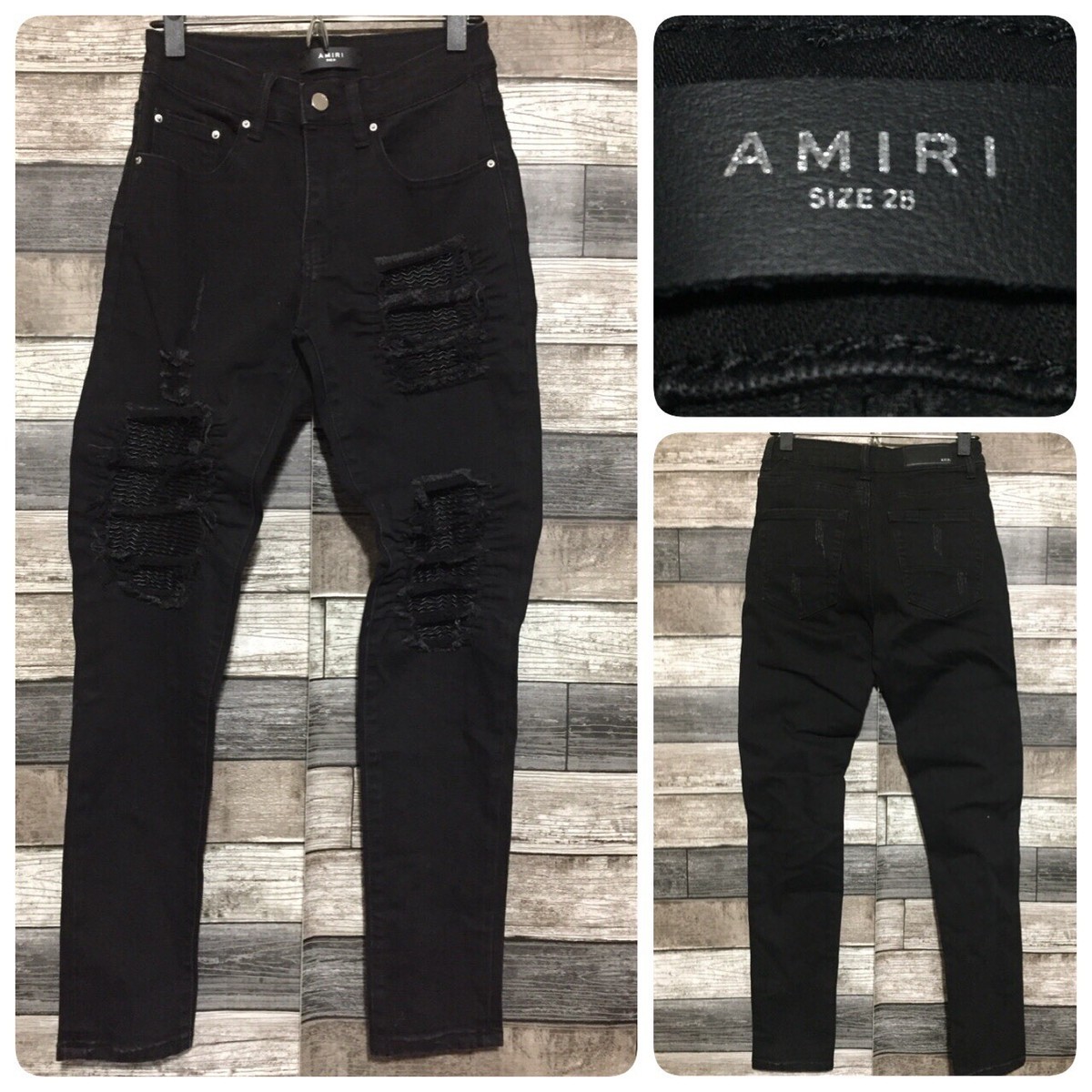 Amiri Distressed Skinny Jeans Men's 28x29.5 Black Denim Stretch | eBay