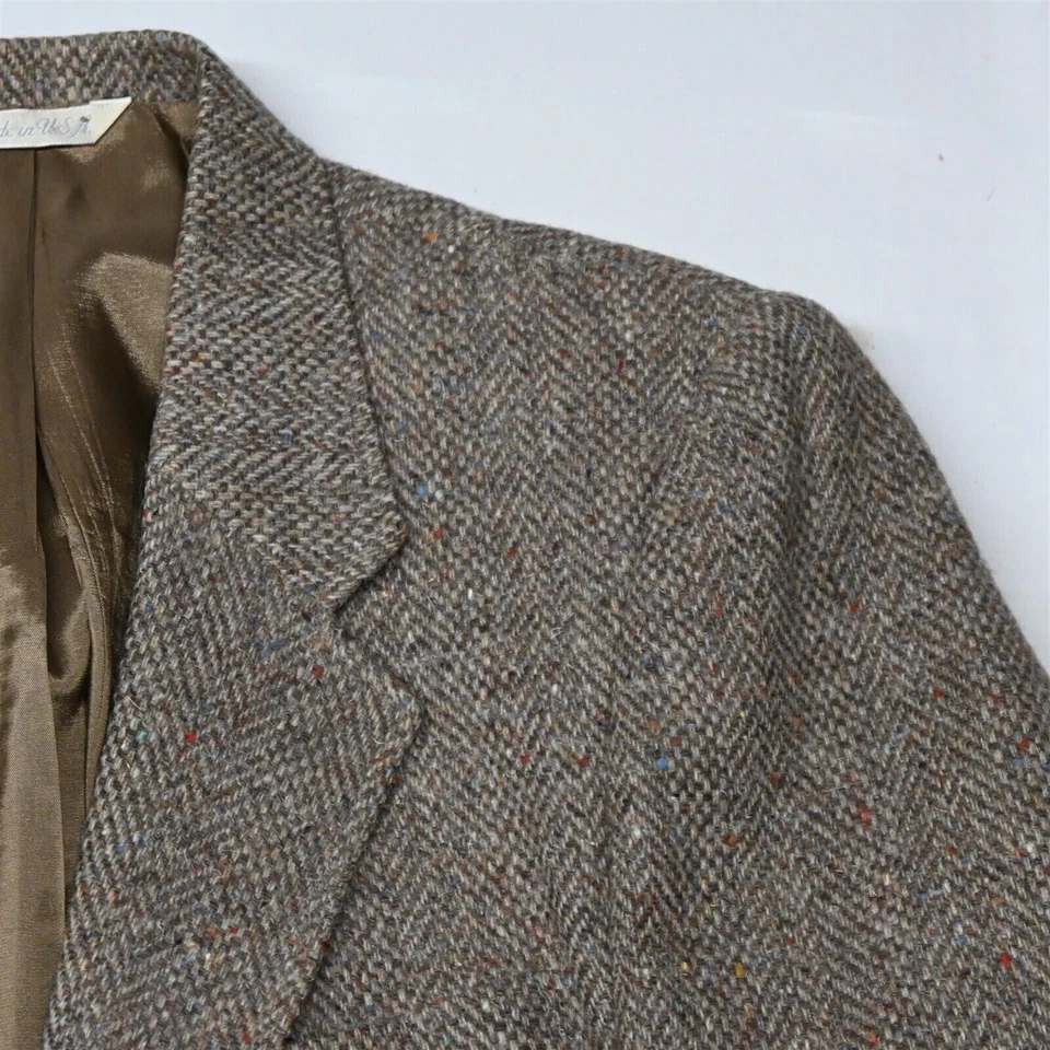 Chaqueta Blazer Abrigo Deportivo De Colección Levi's Hecha en EE. UU. 42R Marrón Espiga Mancha Tweed Foto 2 de 4