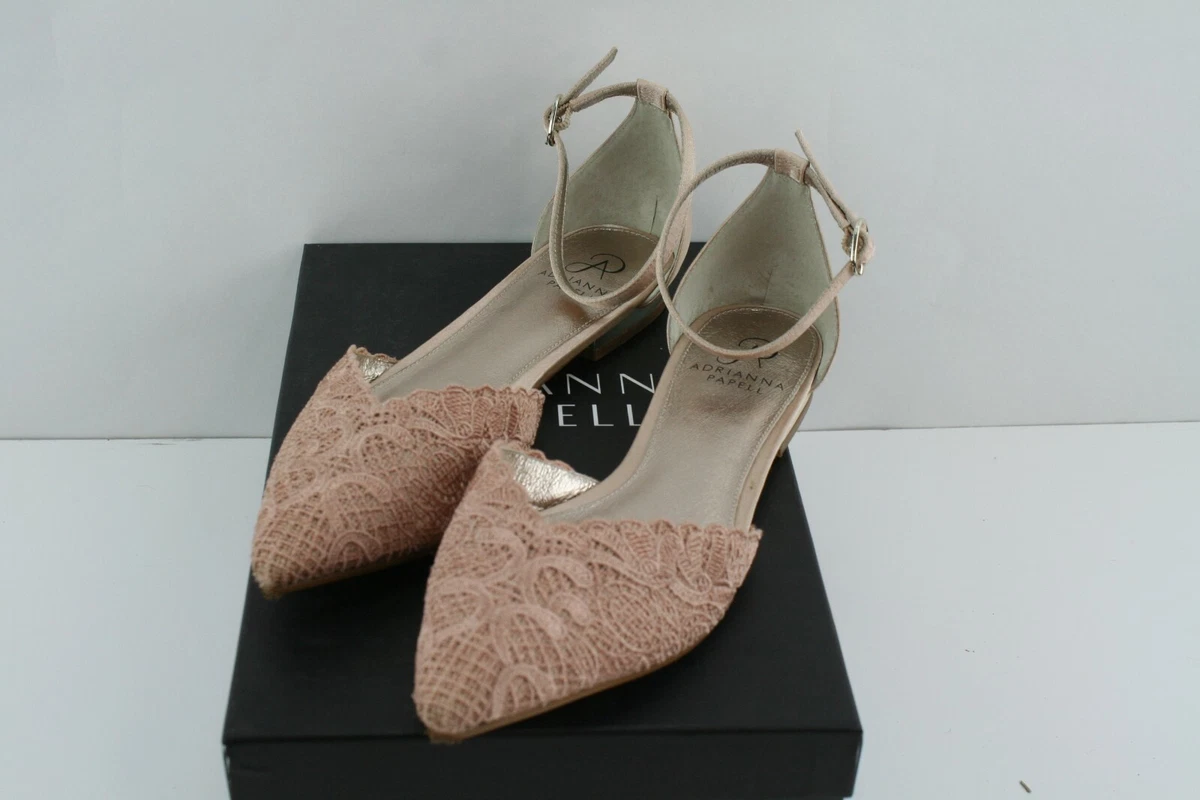 Adrianna Papell Women s TRALA Blush Attalie Lace Flat 8.5M Preowned with box