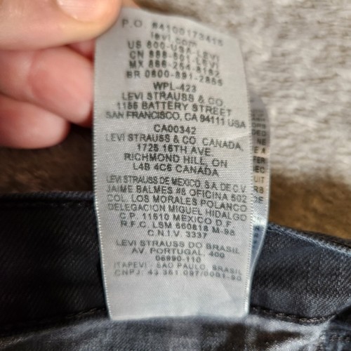 Pantalones de mezclilla Levi's 511 para hombre 33X31 (etiqueta 30X30) negros pierna recta cremallera elásticos - Imagen 10 de 15