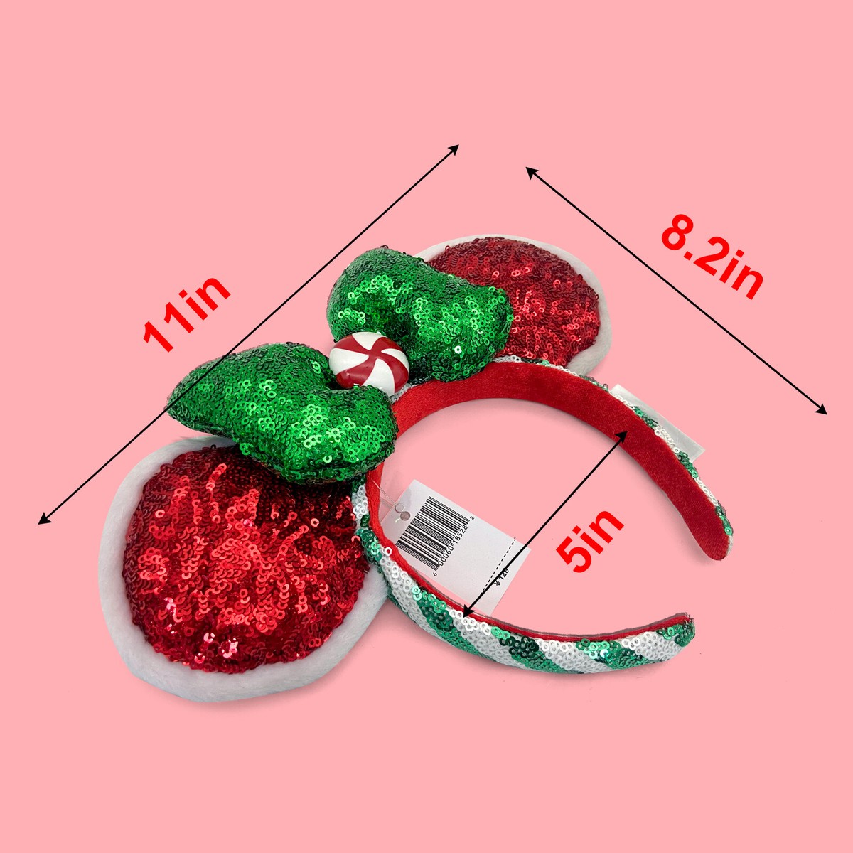 Disney Parks Headband Christmas Peppermint Twist Green Red 