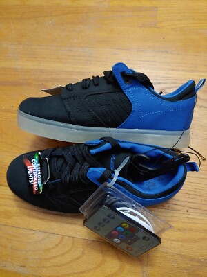 Flash Lights Kids Light Up Remote Control Sneakers Shoes Black/Blue Size 4 As Is
