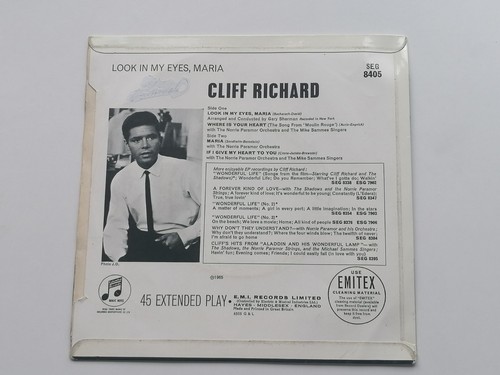 CLIFF RICHARD ORIG 1965 UK EP LOOK IN MY EYES MARIA - Picture 4 of 8