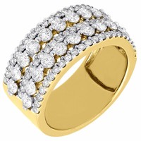 Diamant Mode Hochzeitsring Damen 14K Gelbgold Rundschliff Ring 2,10 Ct.