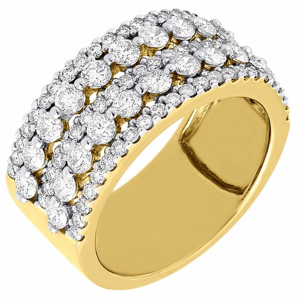 Diamant Mode Hochzeitsring Damen 14K Gelbgold Rundschliff Ring 2,10 Ct.-image