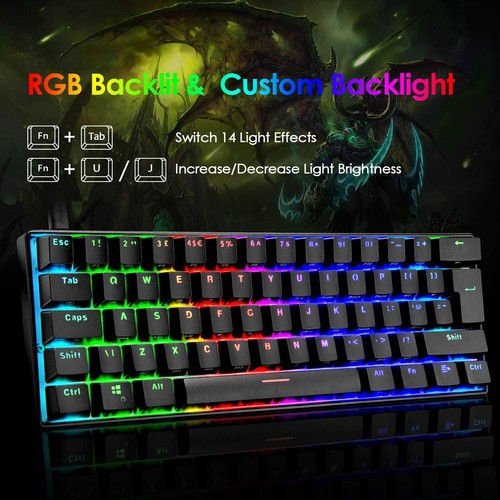 60% Wired Mechanical Gaming Keyboard 61 Keys Keypads RGB Type-C For ChristmasDay - Picture 5 of 20
