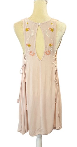 Free People Adelaide Pink Embroidered Sleeveless Dress Medium Gauzy Beach Resort - Picture 4 of 12