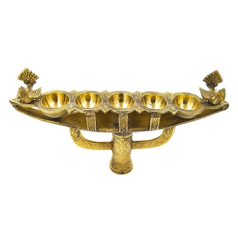 Hermosa Estatuilla Linterna Diya Lámpara de Latón Chamaya Vilakku/Vanchi vilakku/Vanchi vilakku/Barco Foto 4 de 4