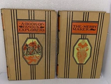 YOUNG FOLKS LIBRARY 1947 A BOOK OF FAMOUS EXPLORERS & THE MERRY MAKER LOT OF 2