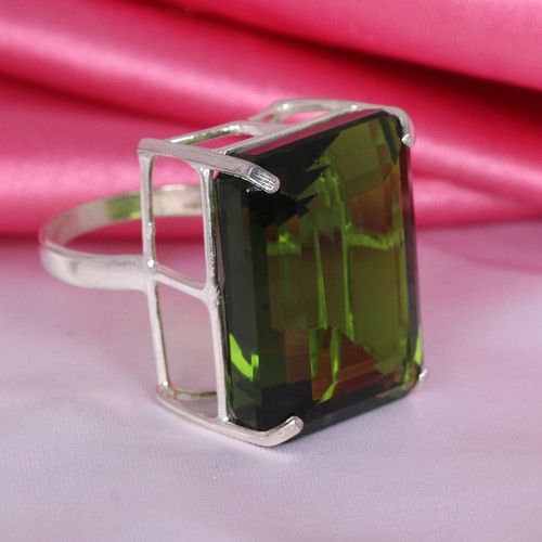 94 Ct Emerald Solid 925 Silver Hydrothermal Dark Green Amethyst Ring for Gifts - Picture 6 of 8