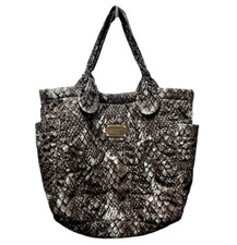 Marc by Marc Jacobs Quilted Nylon Large Tote Bag Snake Skin Print Grey Multi