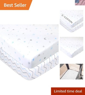 Comforting 2 Pack Cotton Fitted Playard Sheets - Durable & Machine Washable