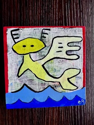 e9Art 4x4 'of angels she doth sing'  outsider art brut primitive naive childlike