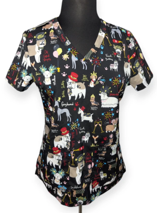 Koi Basics Leslie Top Fancy Party Scrub Top Size Small NWT - Image 2 of 4