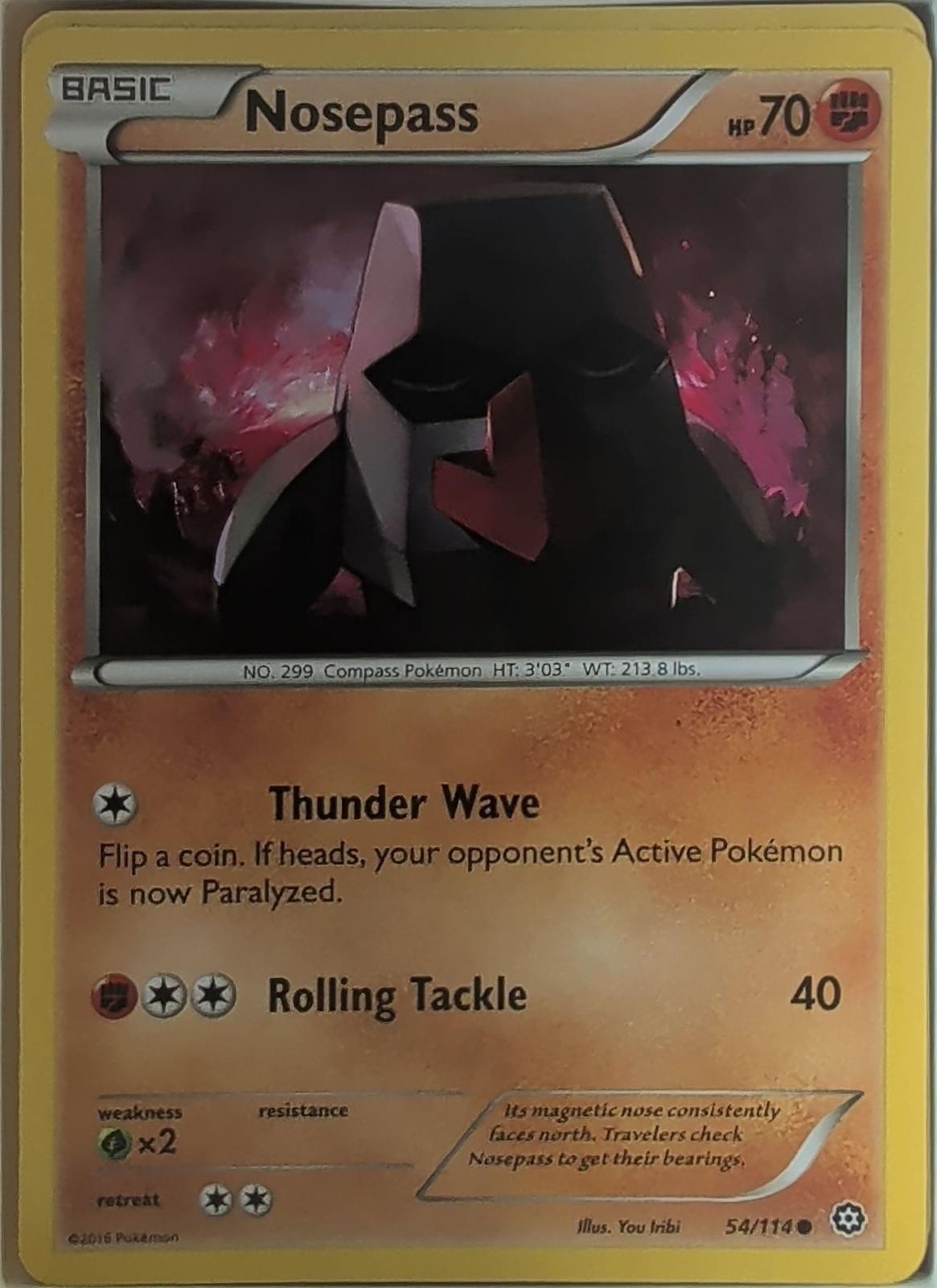 Nosepass 54/114 Common Steam Siege Pokemon Lightly Played