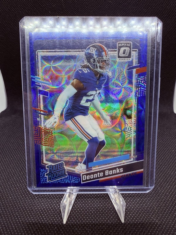 2023 Donruss Optic Deonte Banks # 278 Blue Scope Rated Rookie New York Giants