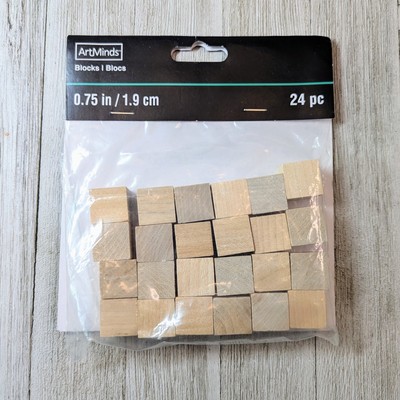 ArtMinds Square Wood Blocks Plain 24 Pieces 0.75'' Sealed Craft DIY